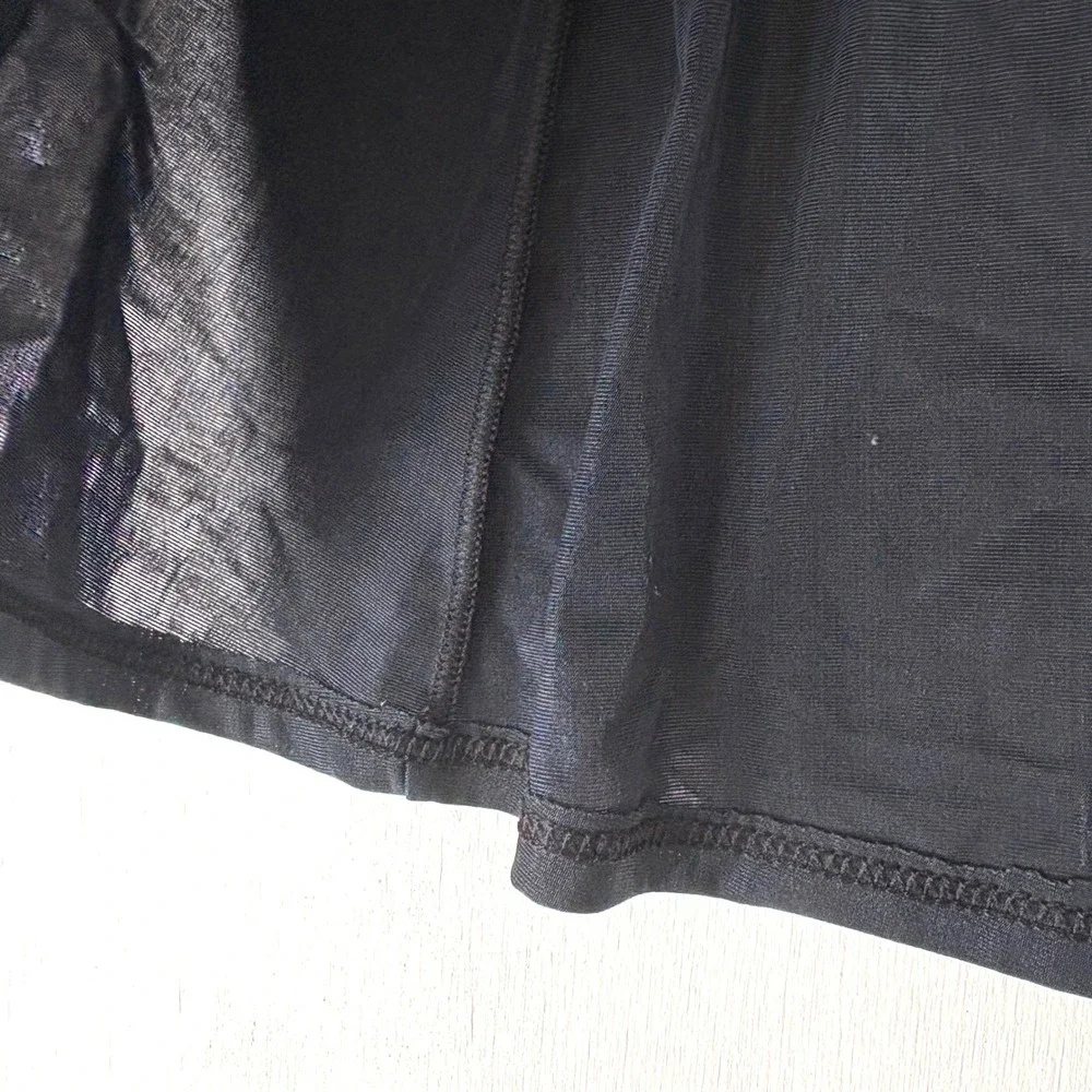 Olga Vintage Black Mini Half Slip Skirt Side Slit Elastic Waist 12409S XL 87